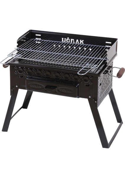 502 Çift Izgaralı Köz Çekmeceli Emaye Katlanır Mangal