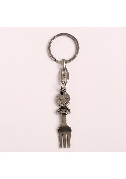 Surat Figürlü Çatal Tasarımlı Çelik-Krom Anahtarlık