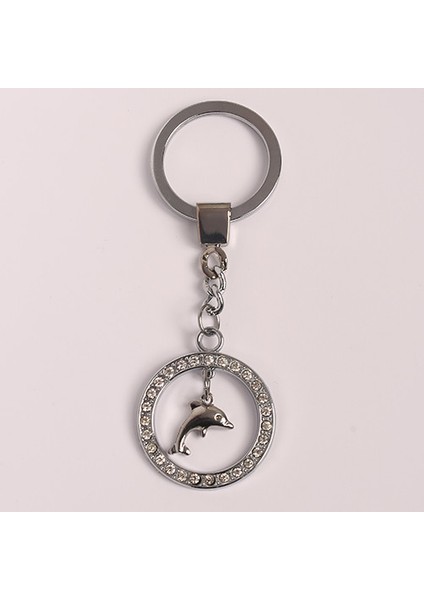 Taşlı Yunus Tasarımlı Çelik Anahtarlık