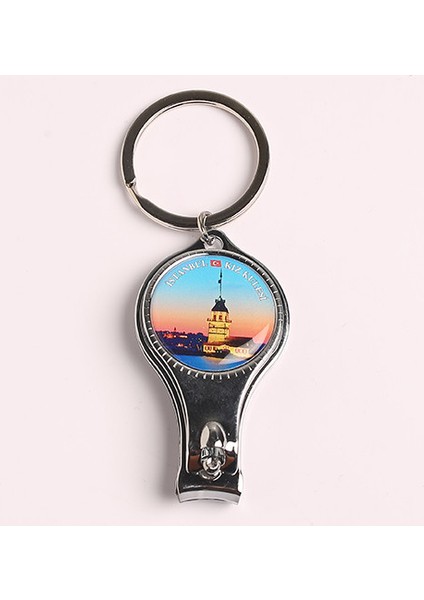 Kız Kulesi Temalı Tırnak Makaslı ve Açacaklı Anahtarlık-Çelik