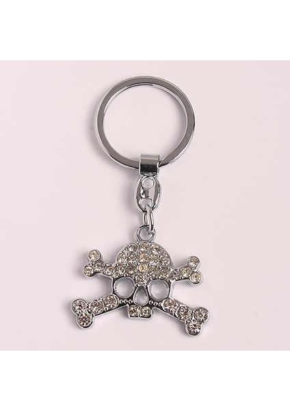 Taşlı Kurukafa Tasarımlı Çelik Anahtarlık