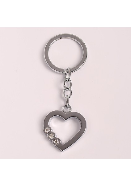 Taşlı Kalp Desenli Tasarım Çelik Anahtarlık