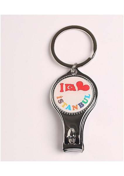 Çelik L Love Istanbul Yazılı Tırnak Makaslı,açacaklı Anahtarlık