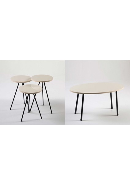 Mobilya Aksesuar ZİGON SEHPA VE ORTA SEHPA SET METAL ELİPS BEYAZ fiyatları