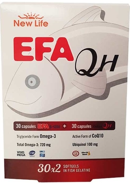 New Life Efa-QH Omega-3 30 Kapsül ve Koenzim-Q10 30 Kapsül - 2 Adet