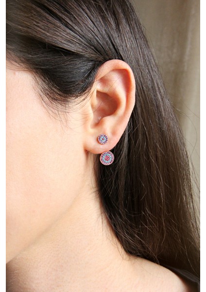 K047401 Renkli Taşlı Gümüş Tasarım Küpe fiyatları