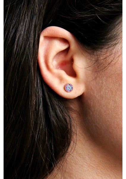 K047401 Renkli Taşlı Gümüş Tasarım Küpe modelleri