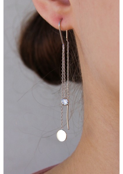 Gümüş Tasarım Zincir Küpe