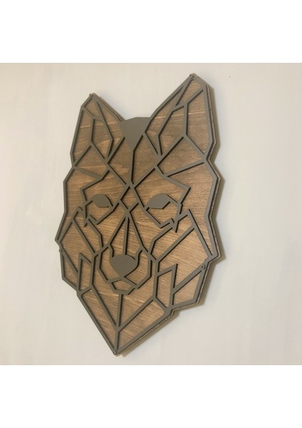 TASARIM AHŞAP KURT TABLOSU(50x37cm)