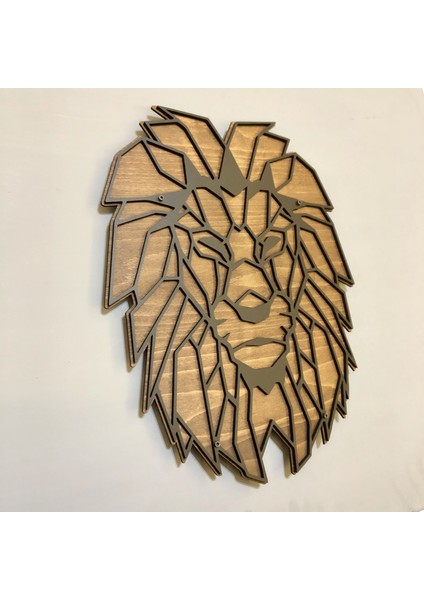 TASARIM AHŞAP ASLAN TABLOSU(50x40cm)