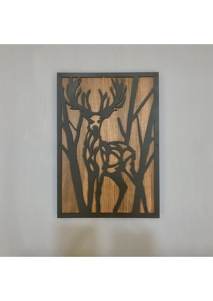 TASARIM AHŞAP TABLO GEYİK ÇERÇEVELİ(50x35cm)