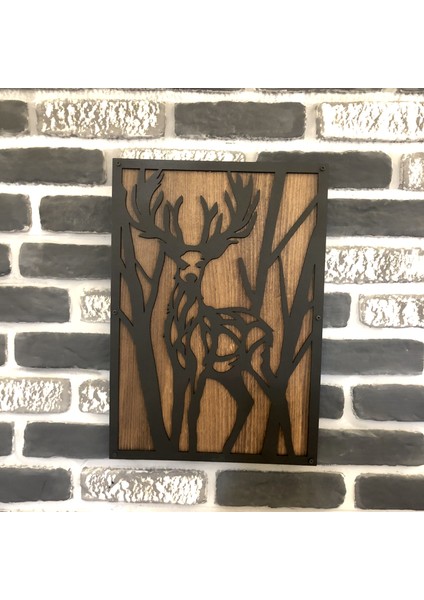 TASARIM AHŞAP TABLO GEYİK ÇERÇEVELİ(50x35cm) fırsatları