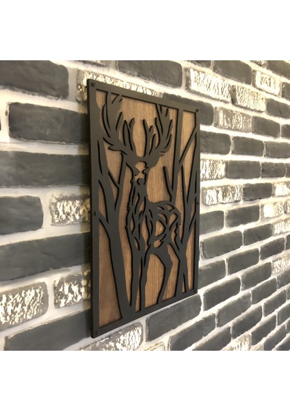 TASARIM AHŞAP TABLO GEYİK ÇERÇEVELİ(50x35cm) indirimleri