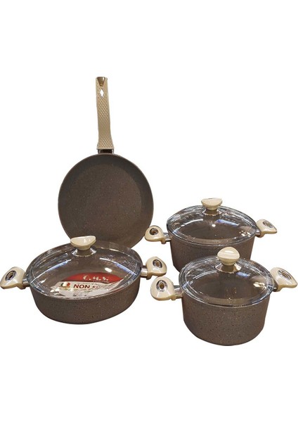 7 Pcs Granit Tencere Set 3105-Gri