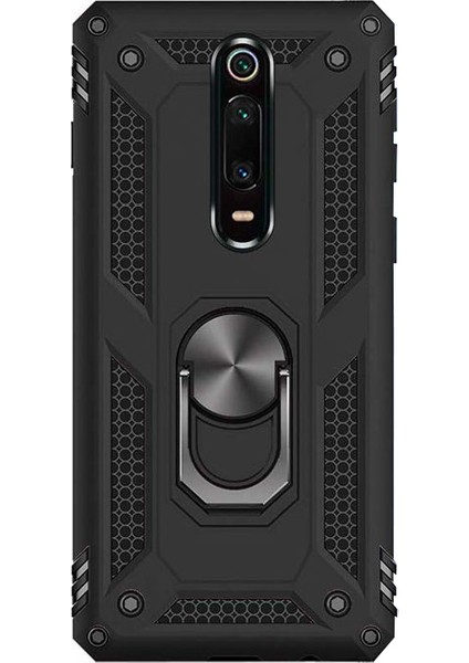 Xiaomi Redmi K20 / K20 Pro Anka Serisi Yüzük Standlı Armor Kılıf - Siyah
