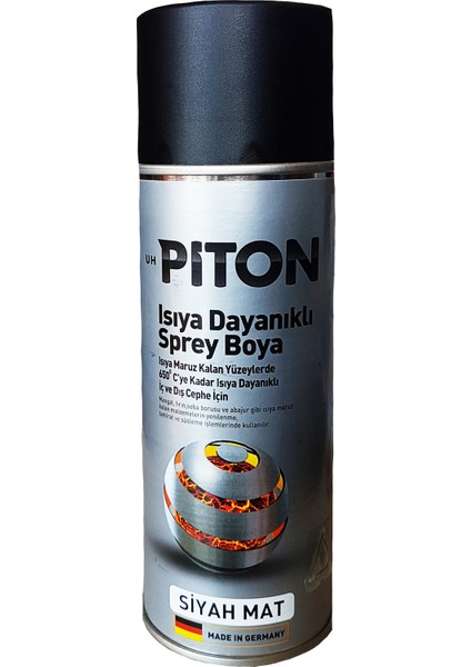 650°C Isıya Dayanıklı Sprey Boya - Mat Siyah 400ML -