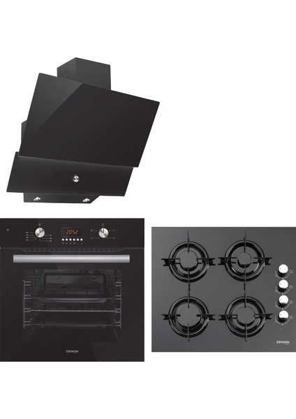By Zenon Diamond Siyah Cam Dijital Ankastre Set (A6SF2 + 830 + 40TAHDF)