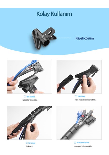 Kablo Koruyucu ve Düzenleyici Spiral 1.5 Metre modelleri