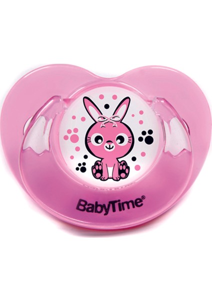 Babytime Silikon Damaklı Koruyucu Kapaklı Mat Gövdeli Emzik   N.3 Pembe