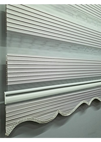 Pliseli Açık Gri Zebra Stor Perde MZ485
