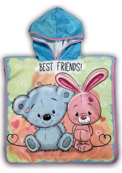 Best Friends Baskılı Çocuk Bornoz Panço & Çocuk Plaj Panço & Çocuk Plaj Havlu modelleri