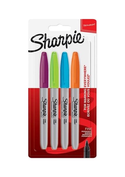 Fine Permanent Markör. Canlı Renkler 4'lü