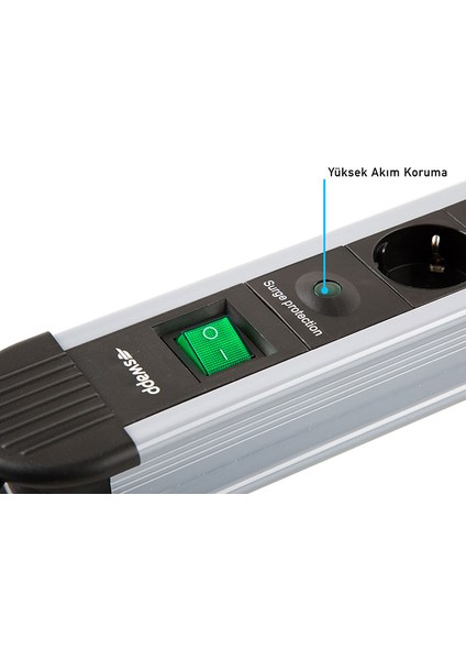 Swapp SPGKS05 1.5m 5 Li Akım Korumalı Priz Çoklayıcı