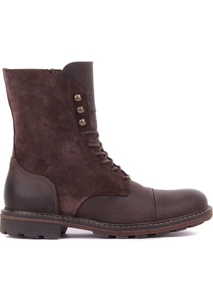Kahverengi Süet Deri Fermuarlı Erkek Bot