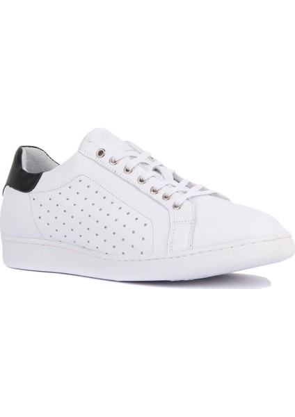 Hakiki Deri Beyaz Zımbalı Erkek Sneaker fiyatları