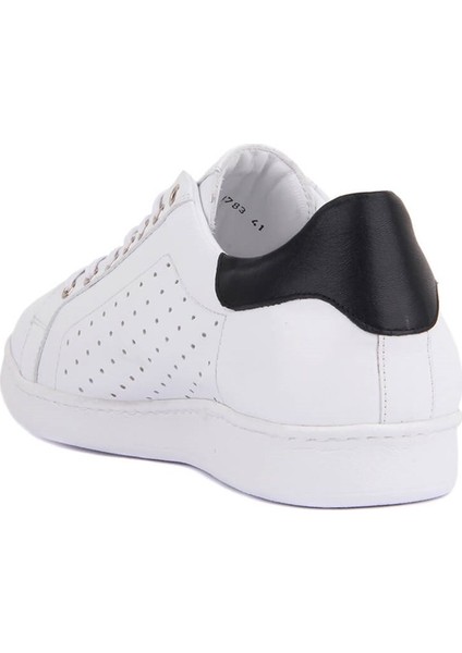 Hakiki Deri Beyaz Zımbalı Erkek Sneaker fırsatları