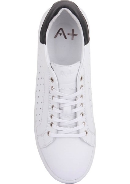 Hakiki Deri Beyaz Zımbalı Erkek Sneaker indirimleri