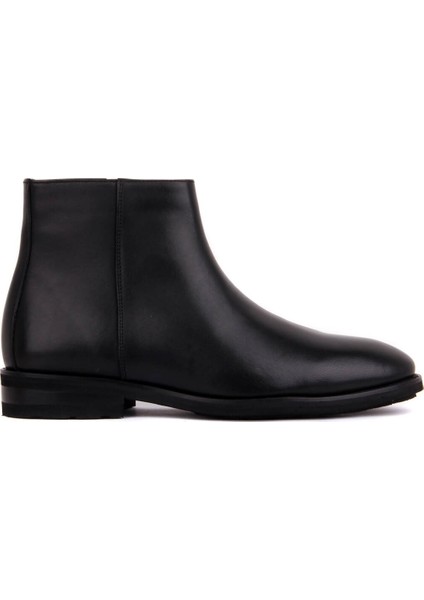 Siyah Deri Fermuarlı Eva Taban Erkek Bot