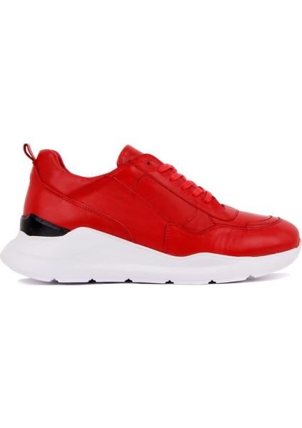 Kırmızı Deri Erkek Sneaker