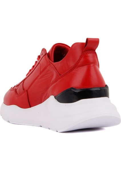 Kırmızı Deri Erkek Sneaker