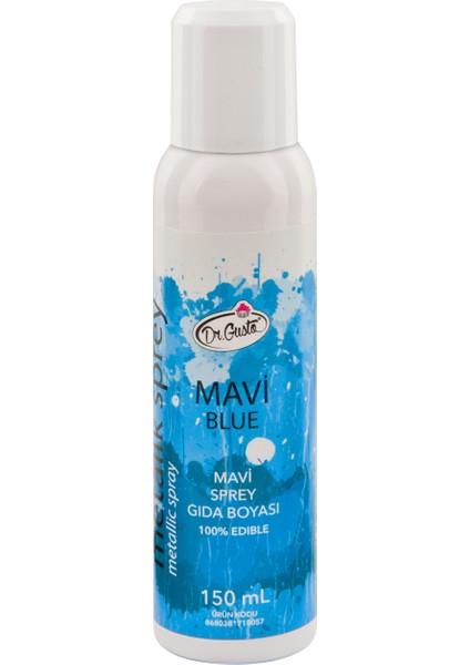 Yenilebilir Metalik Sprey Gıda Boyası Mavi 150 ml