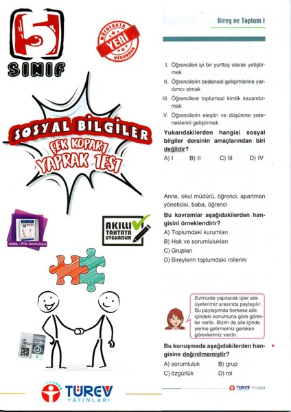 5. Sınıf Sosyal Bilgiler Çek-Kopar Yaprak Test