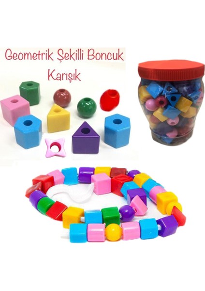 120 Parça Geometrik Şekiller İpe Boncuk Dizme Oyunu fiyatları