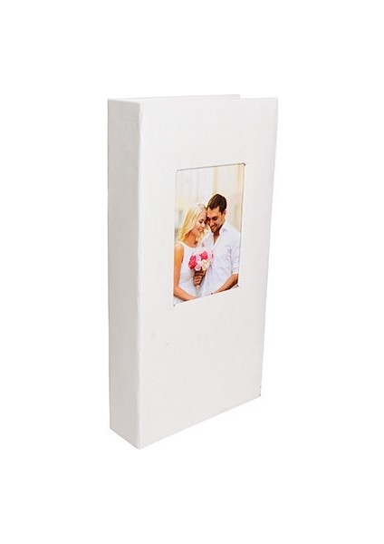 10 x 15 Ebatında 300'lük Pencereli Deri Fotoğraf Albümü Beyaz