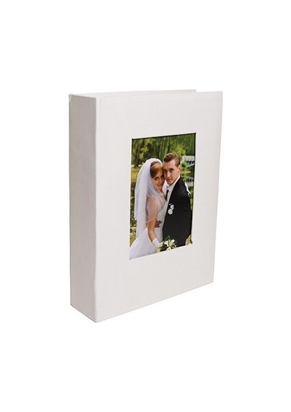 10 x 15 Ebatında 200'lük Pencereli Deri Fotoğraf Albümü Beyaz