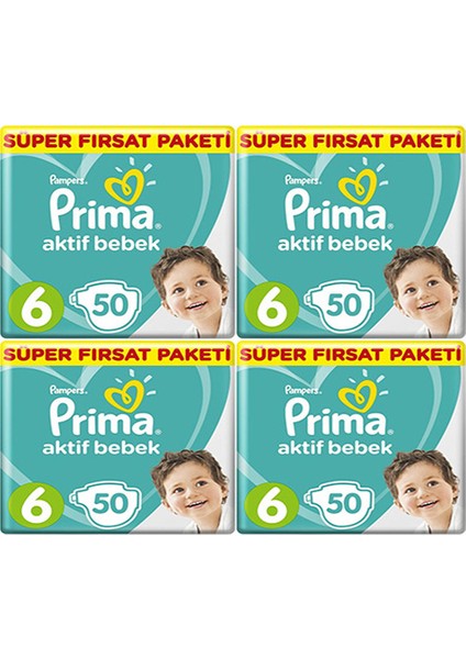 Aktif Bebek Ekstra Large 6 Beden 50 x 4 200'lü Bebek Bezi