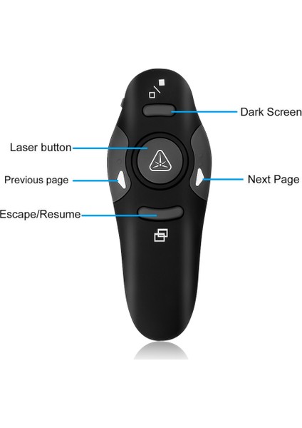 2.4GHz USB Kablosuz Kırmızı Lazer Sunum Kumandası