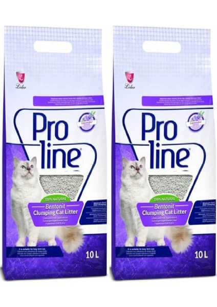 Pro Line Lavanta Kokulu Topaklaşan Kedi Kumu 10 Lt (2 Adet)