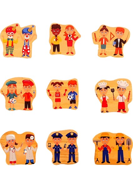 Ahşap Puzzle Bultak Meslekler Ingilizce Türkçe Eğitici Oyuncak