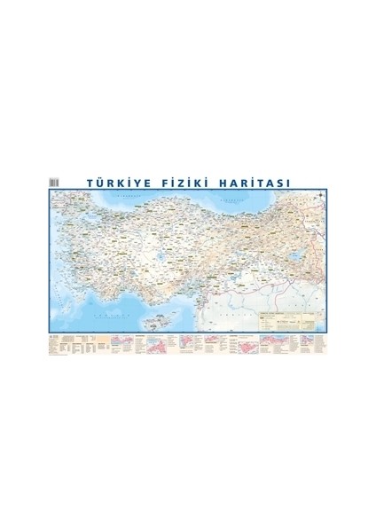 Türkiye Mülki İdare Bölümleri Fiziki Haritası 70x100 (Çift Taraflı)
