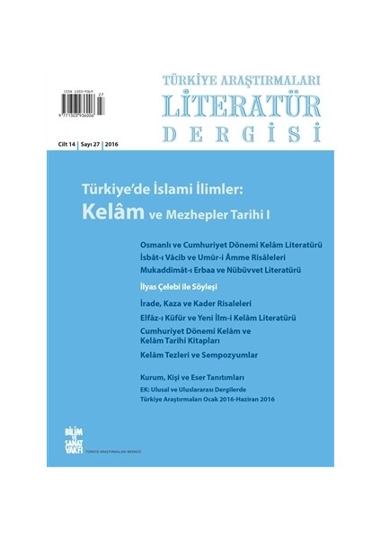 Türkiye Araştırmaları Literatür Dergisi Cilt 14 Sayı: 27