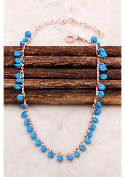 Turkuaz Taşlı Rose Gümüş Halhal 228 fiyatları