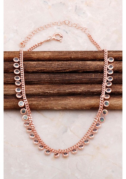 Mistik Topaz Taşlı Rose Gümüş Halhal 234 fiyatları