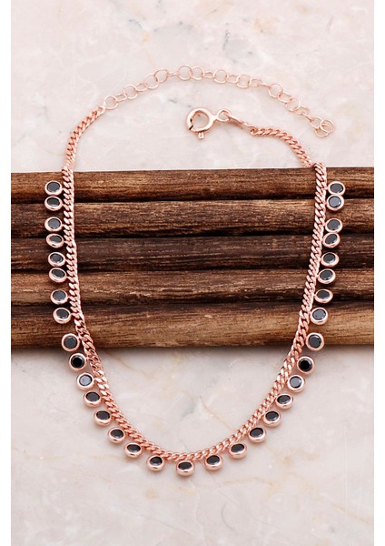 Onix Taşlı Rose Gümüş Halhal 237