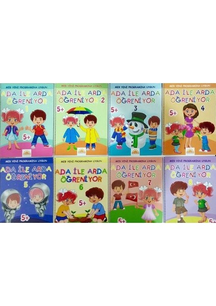 Ada ile Arda Öğreniyor 5+ Yaş Eğitim Seti 10 Kitap