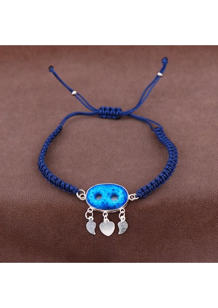 Süryani Nazar Boncuğu Makrome Gümüş Bileklik 2061